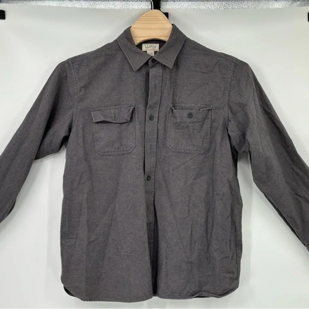 LL‎ Bean 90’s flannel shirt Gray chamois cloth shirt.XL - soft heavy USA